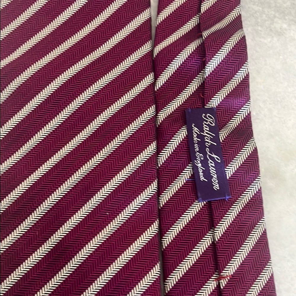 Ralph Lauren Red and White Striped Tie